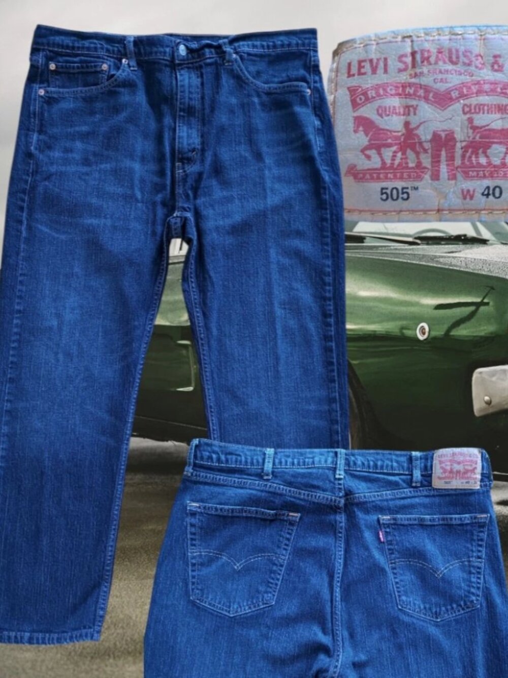 Levi's 505 Mens Regular Fit Denim Blue Jeans 40X29 (Actual Fit 38x28) Dark Wash